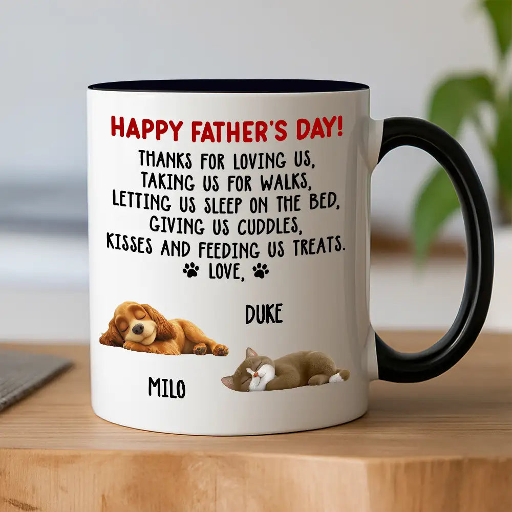 Funny Pet-Themed White Ceramic Mug Father's Day Gift for Dog Dads Featuring Sleeping Puppy