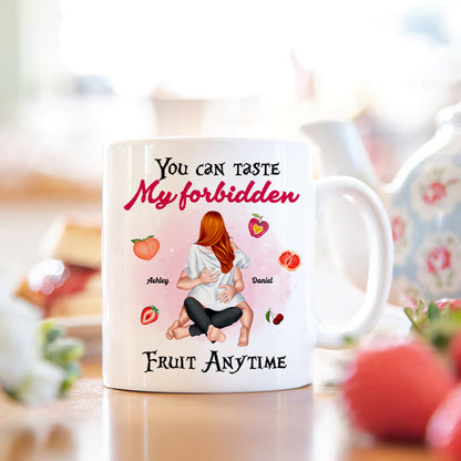 Couple Taste My Forbidden Fruit Anytime, Personalized Couple Coffee Mug, Naughty Gift For Him