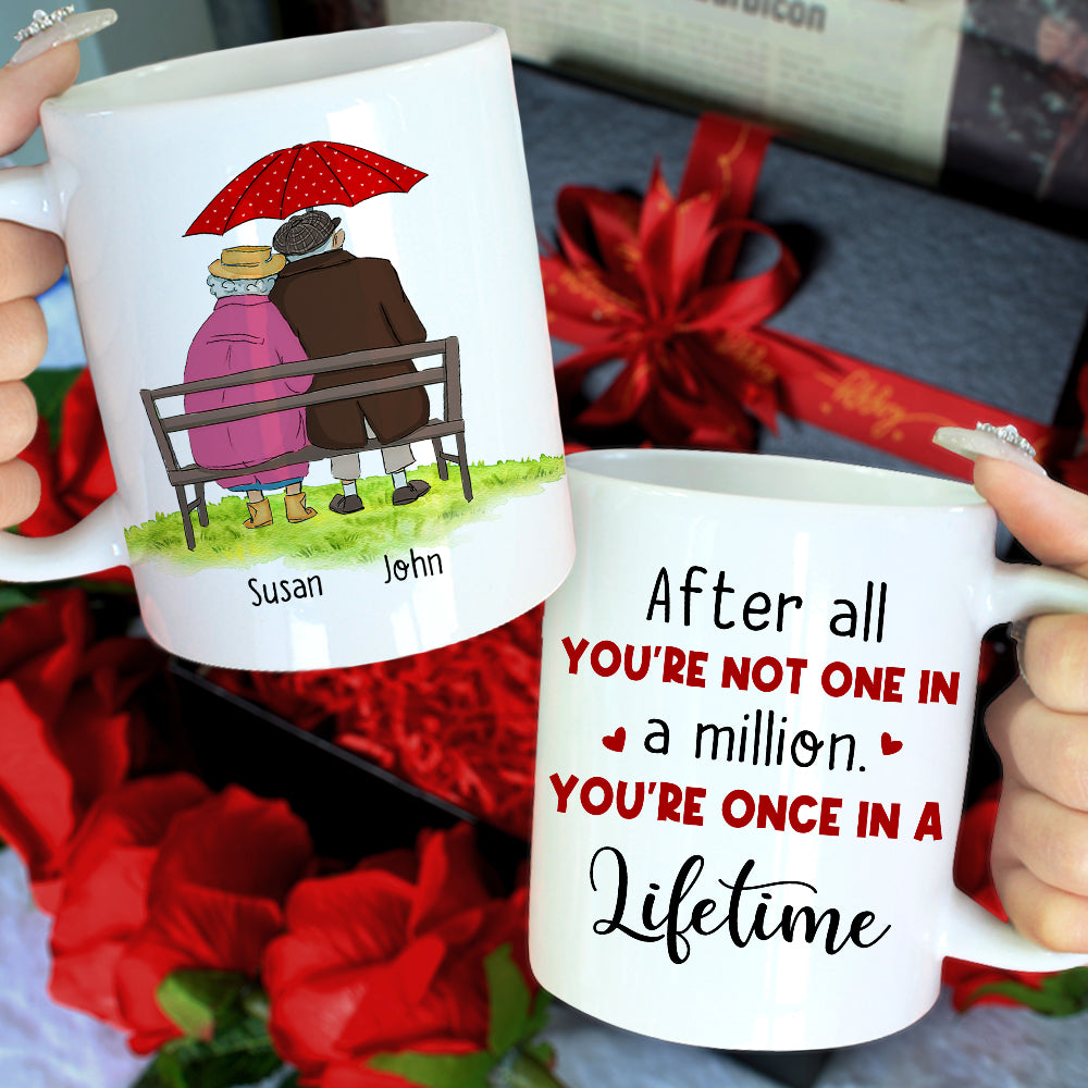 After All You're One In A Million. You're Once In A Lifetime, Personalized Old Couple Mug
