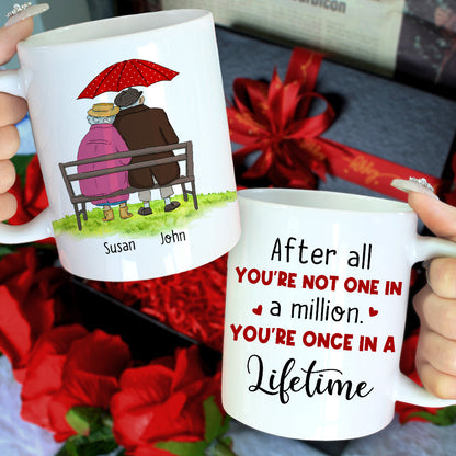 After All You're One In A Million. You're Once In A Lifetime, Personalized Old Couple Mug