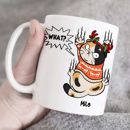 Gift For Cat Lover, Personalized Mug, Cat Scratching Mug, Christmas Gift