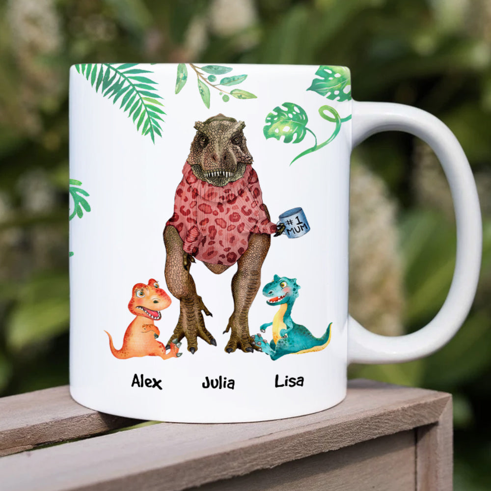 Mommysaurus, Gift For Mom, Personalized Mug, Dinosaur Mom And Kid Mug, Mother's Day Gift