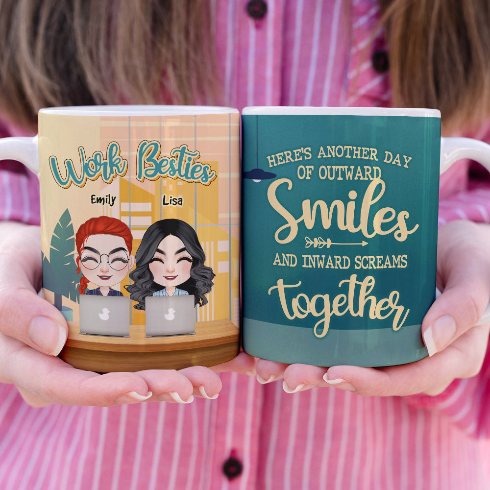 Work Besties, Gift For Coworkers, Personalized Mug, Funny Coworker Friends Mug