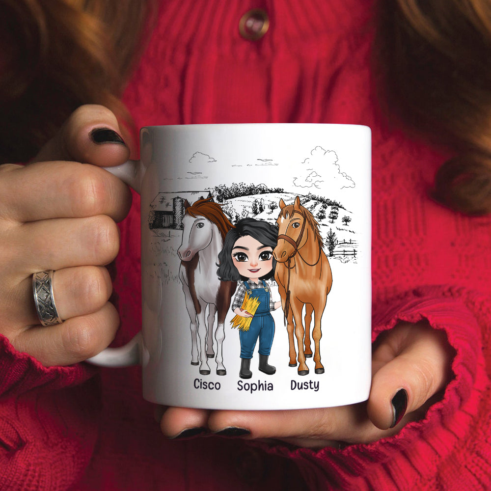 I Found The Key To Happiness Surround Yourself With Horses-Personalized Coffee Mug- Gift For Horse Lover