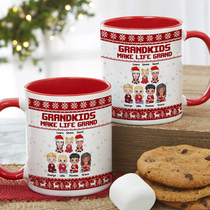 Grandkids Make Life Grand, Personalized Accent Mug, Cute Grandkids Coffee Mug, Gift For Grandma