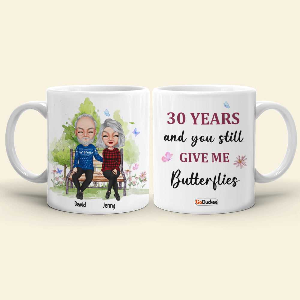 30 Years And You Still Give Me Butterflies Personalized Couple Mug, Gift For Couple
