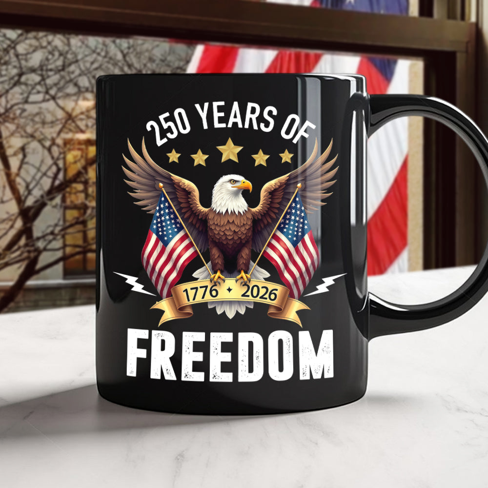America Eagles 250 Years Of Freedom Black Mug LM32 895211