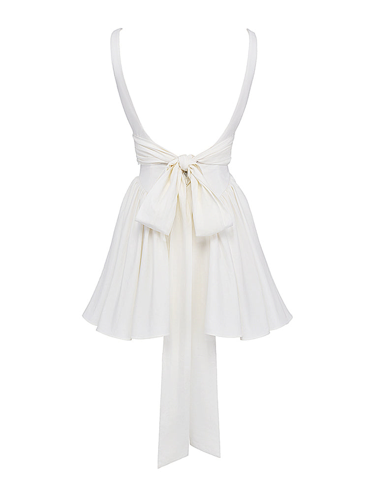 A-line Low Open Back Bow Mini Dress