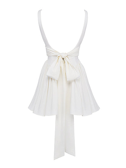 A-line Low Open Back Bow Mini Dress
