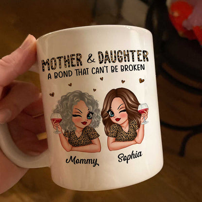 Leopard Pattern Mother Daughter Bond That Can't Be Broken Personalized Mug, Gift For Daughter