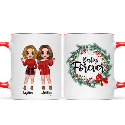 Christmas Wreath Doll Besties Standing Personalized Mug