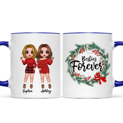 Christmas Wreath Doll Besties Standing Personalized Mug