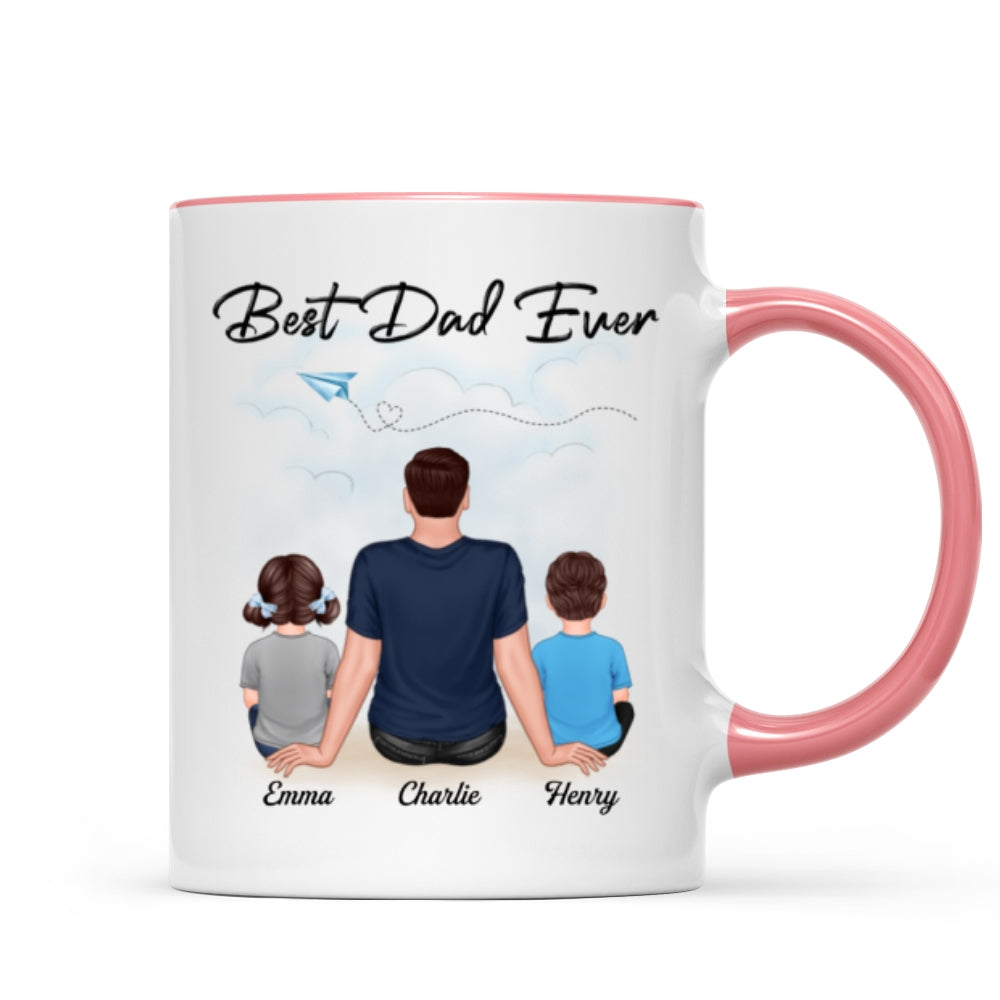 Best Dad Grandpa Sitting Back View Personalized Mug