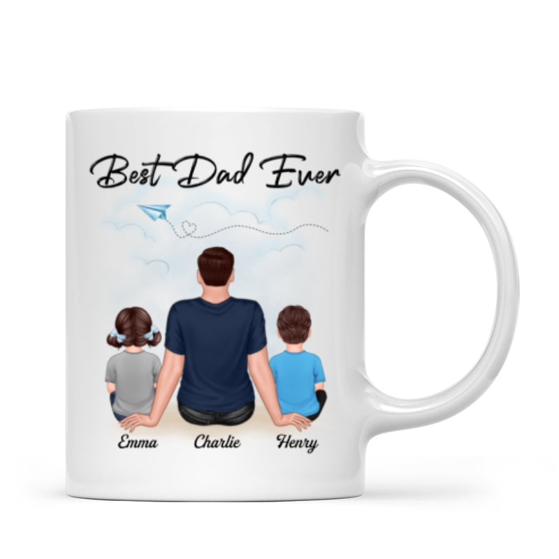 Best Dad Grandpa Sitting Back View Personalized Mug