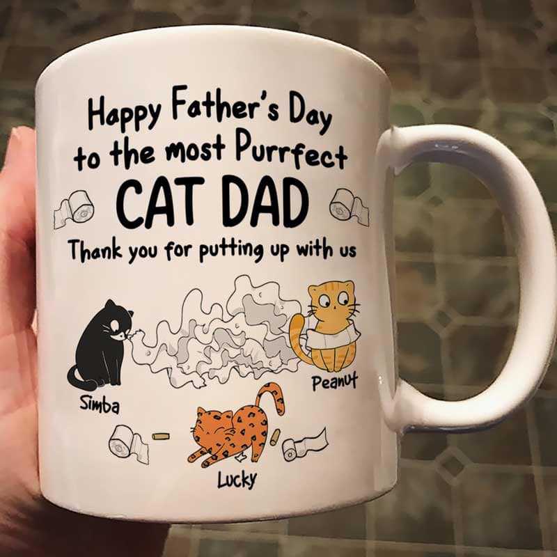 Happy Father's Day Toilet Paper Cats Personalized Mug