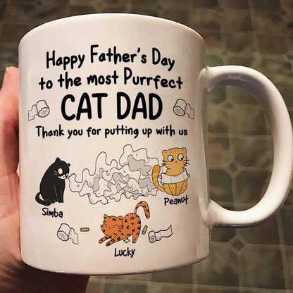 Happy Father's Day Toilet Paper Cats Personalized Mug