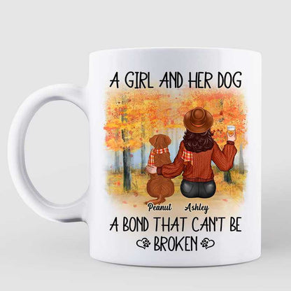A Girl And Her Dog A Bond That Can't Be Broken Fall Season Personalized Mug