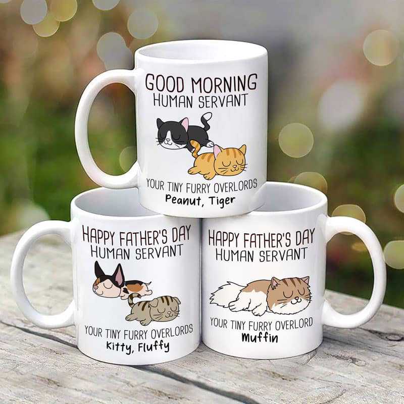 Good Morning Happy Father's Day Human Servant Sleeping Cats Personalized Mug