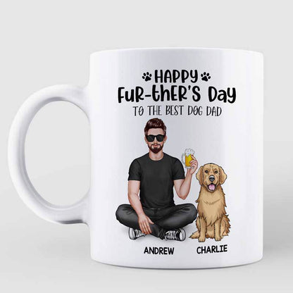Real Man Sitting Happy Father's Further's Day Best Dog Dad Gift Personalized Mug