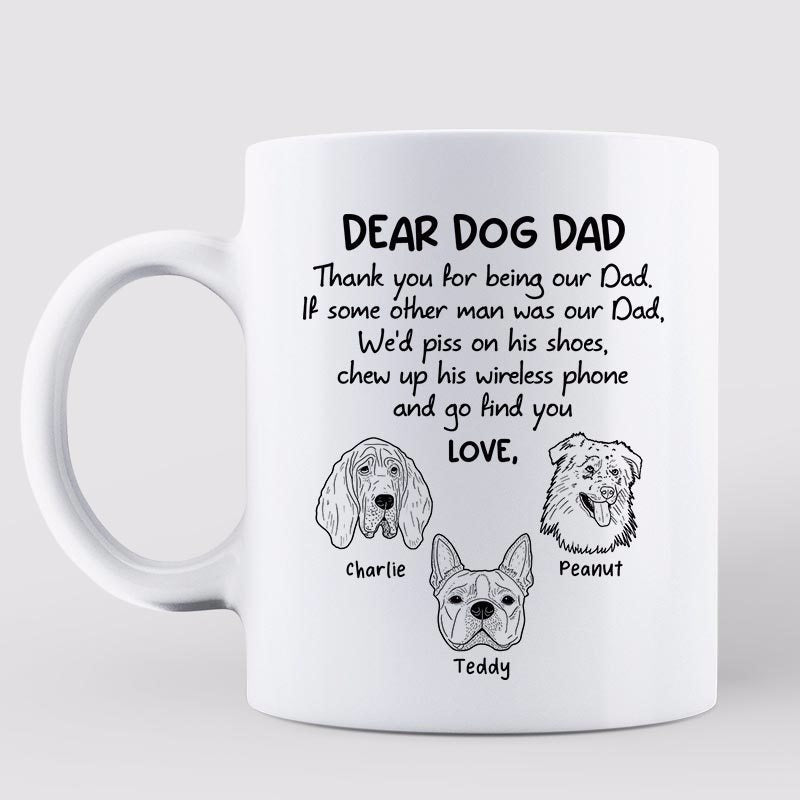 Dear Dog Dad Dog Head Outline Father's Day Gift Personalized Mug