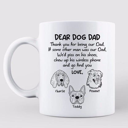 Dear Dog Dad Dog Head Outline Father's Day Gift Personalized Mug