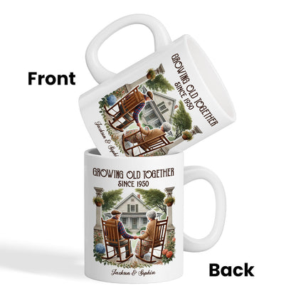 Couple Sitting On The Porch Growing Old Together Since Personalized Mug, Heartfelt Gift For Couple, For Him, For Her, Husband, Wife