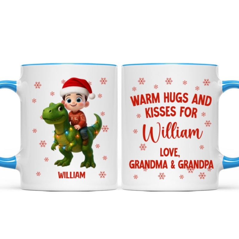 Cute Kid With Dinosaur Christmas Personalized Mug
