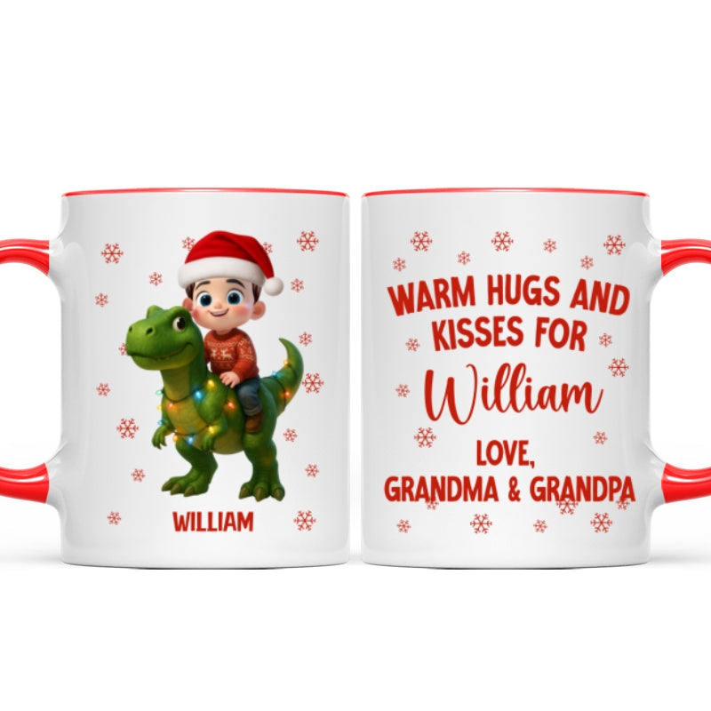 Cute Kid With Dinosaur Christmas Personalized Mug