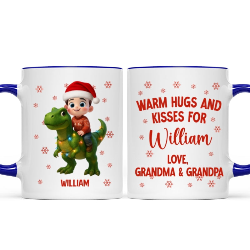 Cute Kid With Dinosaur Christmas Personalized Mug