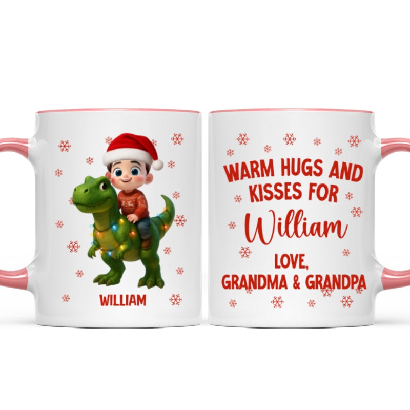 Cute Kid With Dinosaur Christmas Personalized Mug