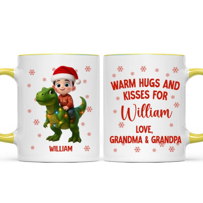 Cute Kid With Dinosaur Christmas Personalized Mug