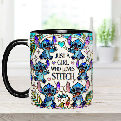 Just A Girl Who Loves Sti - Personalized Accent Mug - Gift For Her, Movie Fans HH01