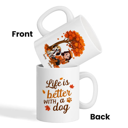 Cozy Fall Vibe Cute Cartoon Life Is Better With A Dog Personalized Mug