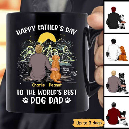 Happy Father's Day Best Dog Dad Back View Personalized Black Mug