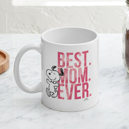Snoopy Best Mom Ever Ceramic Coffee Mug, Cute Gift for Mom, Mothers Day Birthday Christmas Gift for Mother from Daughter Son Kids