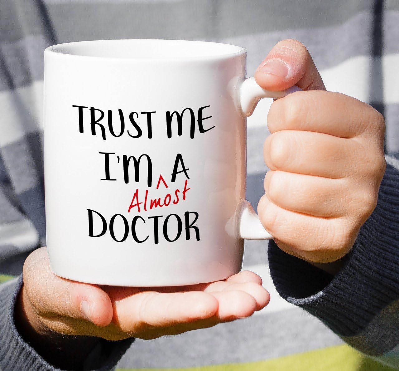Trust Me I'm Almost a Doctor Funny Coffee Mug, Medical Student Gift for Medics Nurses Doctors, Graduation Birthday Gift for Friends Coworkers