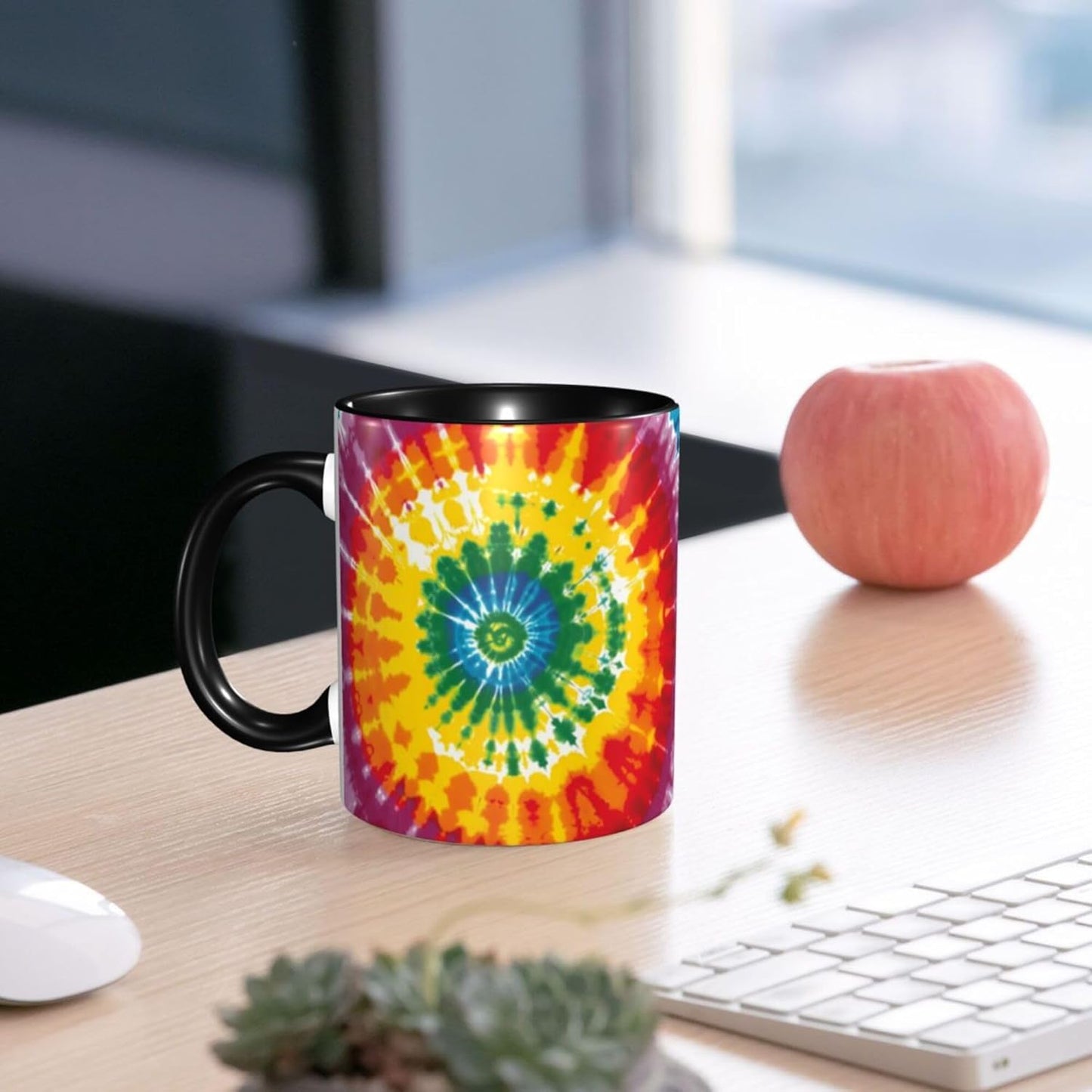 Tie Dye Coffee Mug Funny Ceramic Mug, Novelty Gift Idea for Friends Coworkers, Cool Coffee Cup for Home Office Kitchen Decor