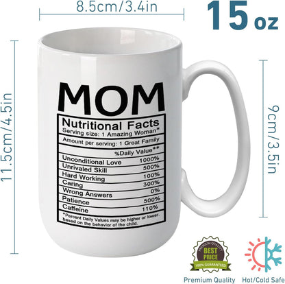 Mom Nutritional Facts Coffee Mug Funny Gift for Mom from Daughter Son Kids Birthday Mother's Day Gift