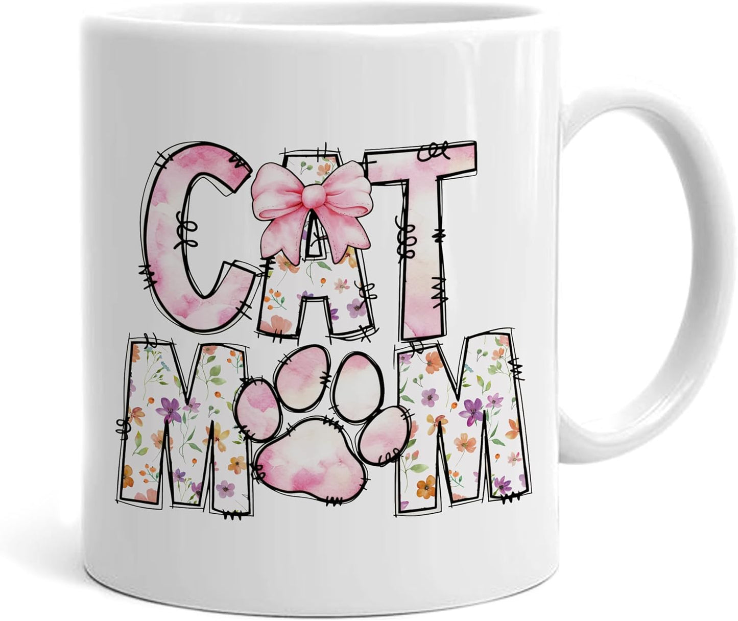 Cute Cat Mom Coffee Mug Gift for Cat Lover Women Mom Sister Friend, Birthday Christmas Gift
