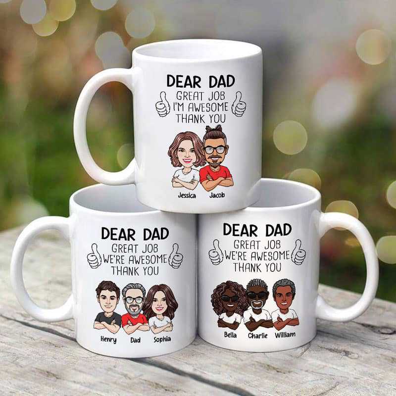 Dear Dad We're Awesome Caricature Style Personalized Mug