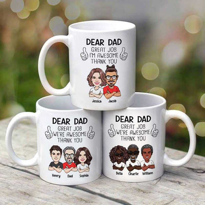 Dear Dad We're Awesome Caricature Style Personalized Mug