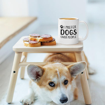 Dogs Over People Coffee Mug Funny Dog Lover Gift for Dog Mom Women Men, Birthday Christmas Gift