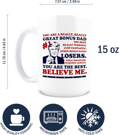 Best Bonus Dad Ever Coffee Mug Funny Gift for Stepdad Father in Law Birthday Christmas Gift Idea