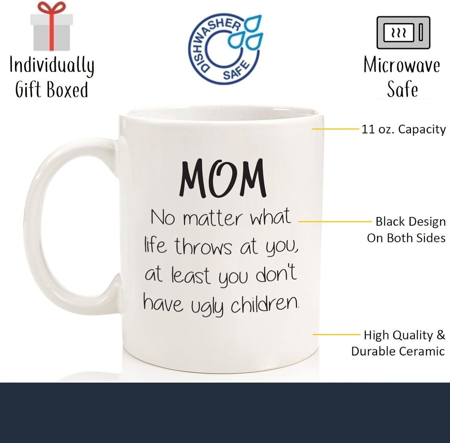 Mom No Matter What Ugly Children Funny Coffee Mug, Gift for Mom from Daughter Son Kids Husband Birthday Gift