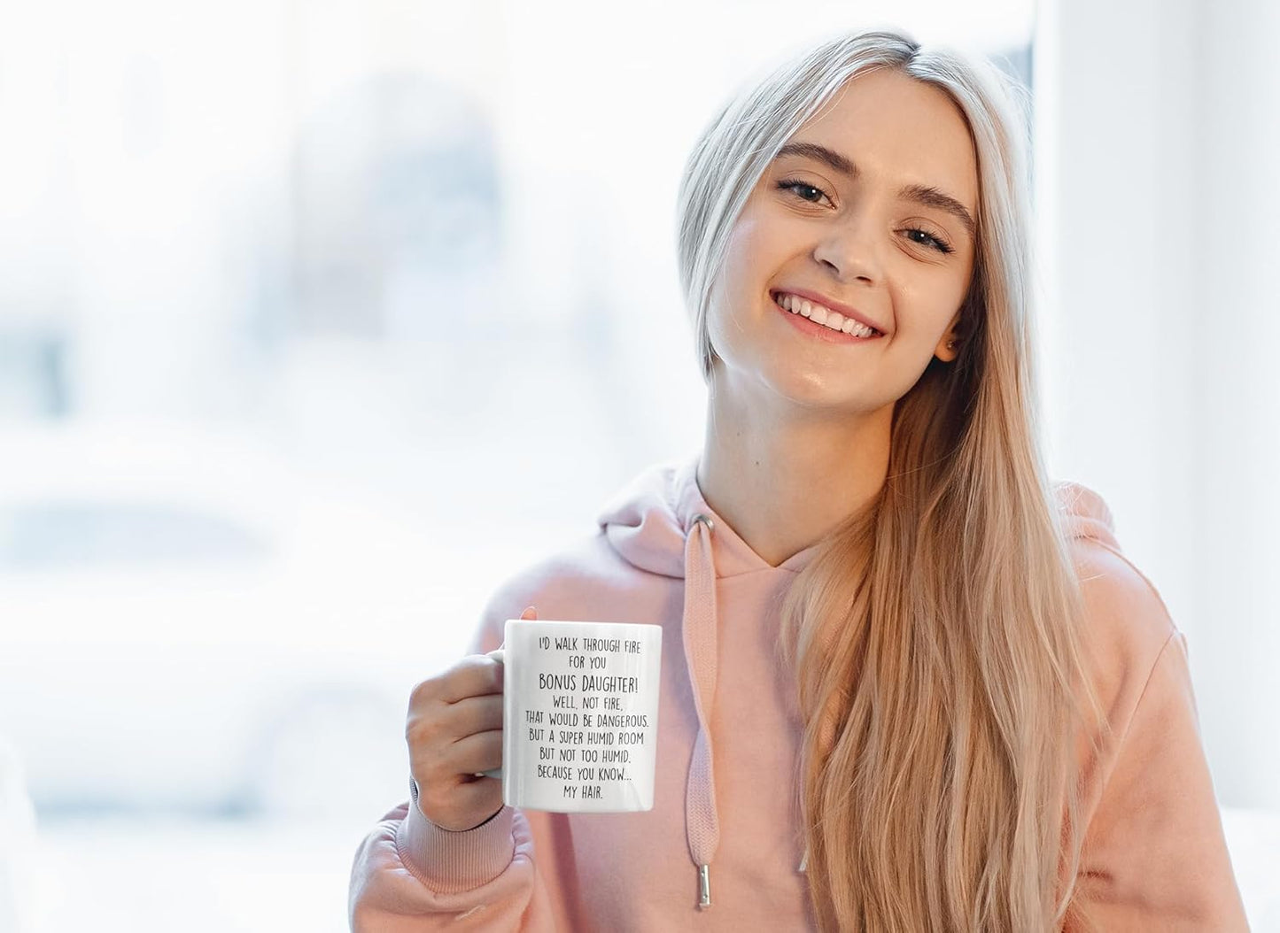 I'd Walk Through Fire for You Coffee Mug Gift for Bonus Daughter from Stepmom Stepdad, Birthday Graduation Gift