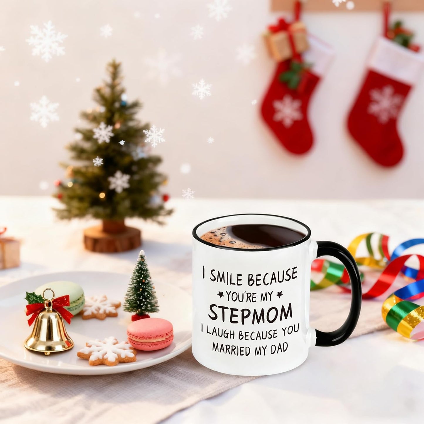 I Smile Because You Are My Stepmom Coffee Mug, Bonus Mom Gift from Stepdaughter Stepson Birthday Mother's Day Christmas Gift