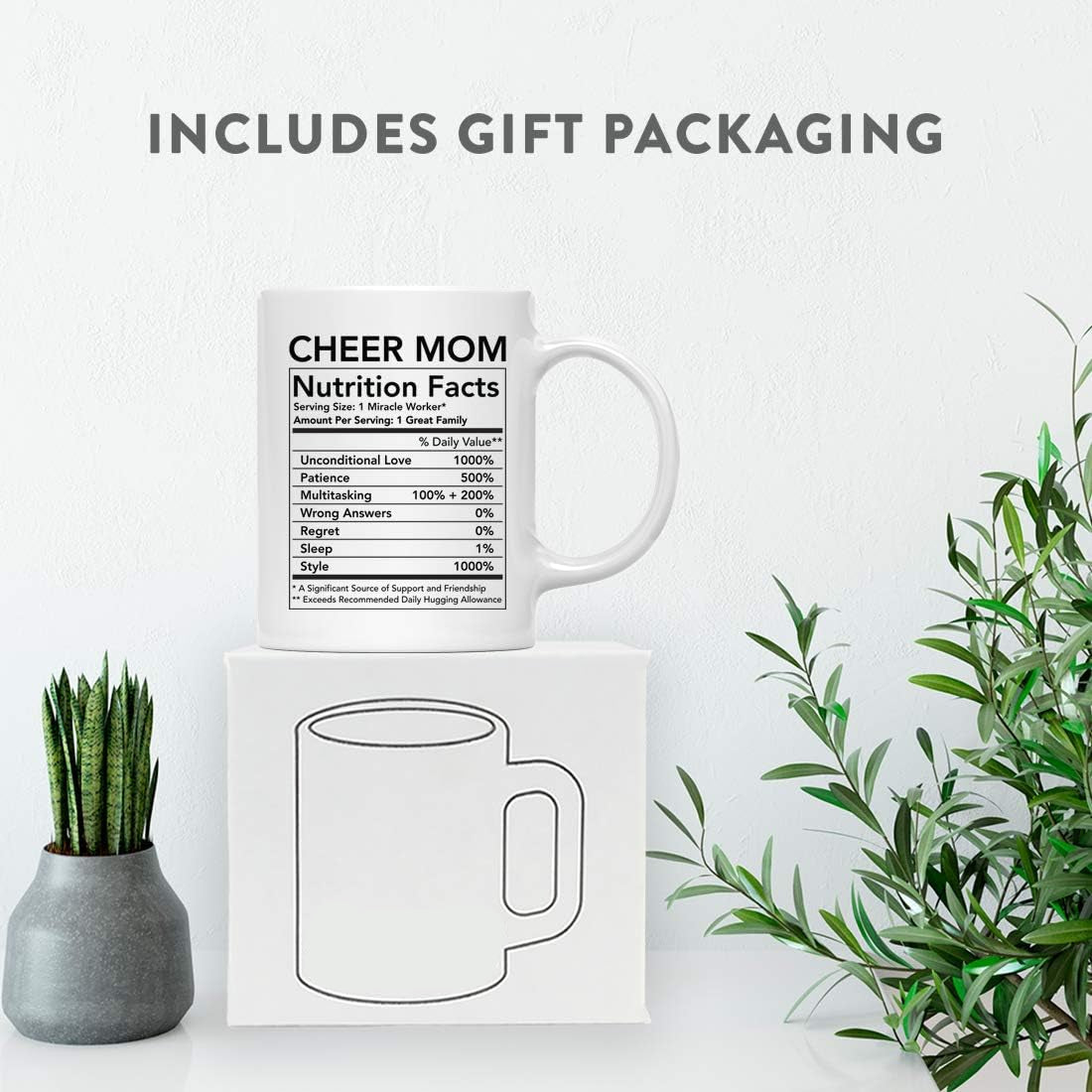 Cheer Mom Nutritional Facts Coffee Mug Funny Gift for Mom Birthday Mother's Day Christmas Gift