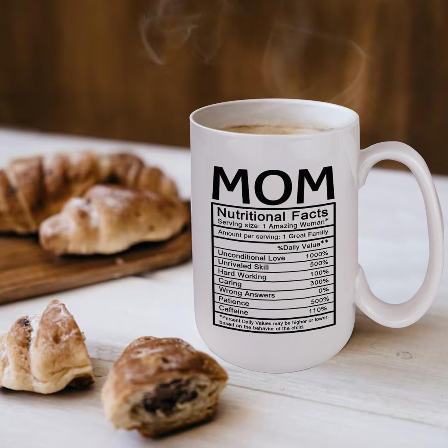 Mom Nutritional Facts Coffee Mug Funny Gift for Mom from Daughter Son Kids Birthday Mother's Day Gift