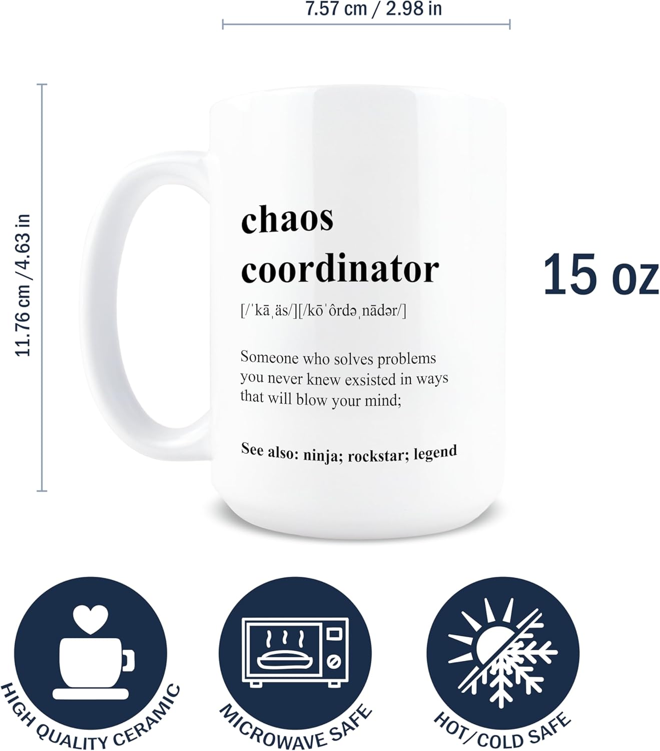 Chaos Coordinator Coffee Mug, Funny Gift for Teacher Boss Manager Coworker, Birthday Christmas Appreciation Gift
