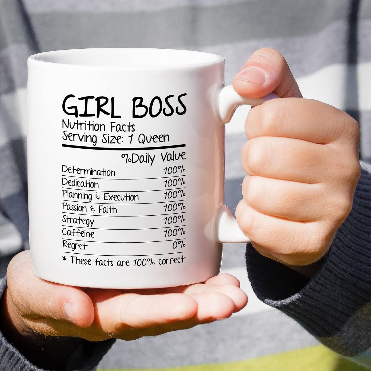 Girl Boss Nutritional Facts Coffee Mug Funny Gift for Boss Lady Friend Coworker Birthday Gift